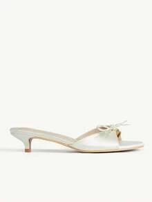 CUCCOO CHICEST Giày sandal đế mỏng đính nơ thời trang dành cho nữ, thích hợp để mang hàng ngày - Màu be - Xem 8