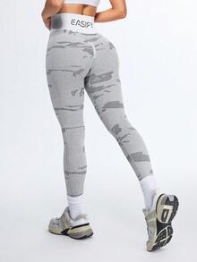 Eassivo Eassivo Damen High Waist elastische atmungsaktive bequeme Sport Leggings SL21201 - Grau - Übersicht 1