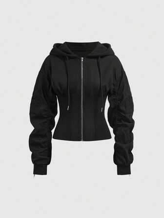 ROMWE Avant Modische avantgardistische sexy Nylon-Strick-Taillenmieder Bomberjacke