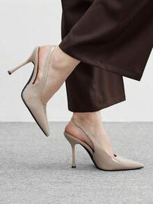 CUCCOO BIZCHIC Minimalist Solid Color Closed Toe Stiletto Heel Women Pumps For Christmas - Apricot - View 1