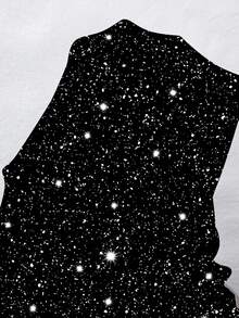 EMERY ROSE Women's Glitter Raglan Long Sleeve Sweatshirt, Suitable For Autumn/Winter - Black - View 8