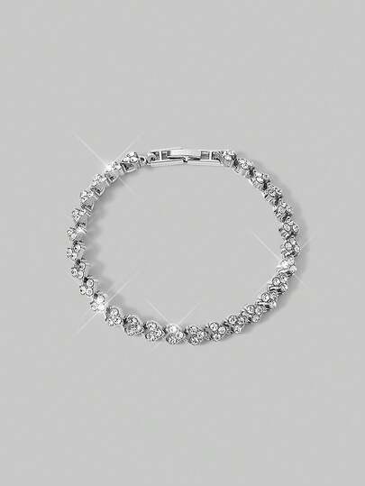 Aloruh 1入豪華高端愛心和鑽石裝飾閃亮手鐲，適合女性在日常、節日和派對場合佩戴