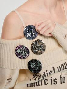 ROMWE Anime Rhinestone Cross, Skull, Bat, Leopard, Snake, Spider Web Brooch Pins, Suitable For Brazilian Carnival, Halloween, Day Of The Dead, Goth Style Accessories