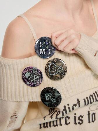 Anime Broche con adornos de cristal en forma de cruz, calavera, murciélago, leopardo, serpiente y telaraña, adecuado para el Carnaval de Brasil, Halloween, Día de los Muertos y accesorios de estilo gótico