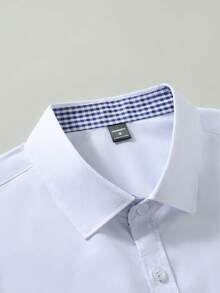 Manfinity Mode 男士白色撞色拼接商务长袖衬衫 - 白色 - 查看 3