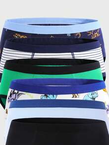 Tween Boys Briefs-Briefs Dinosaur Print Assorted Colors Comfortable Elastic Waistband Soft Stretch Everyday Underwear Random Pack Six Seasonal Four Seasons Holiday 2026 Must Have Gift Active Play School Vacation Playful Graphic Modern Durable