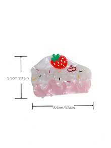 Zazumi 1个草莓蛋糕发爪夹，优雅甜美风格，高品质醋酸材质，适合日常佩戴、约会、节日送礼，多功能发饰，女士耐用发夹，可爱发爪，春夏时尚发饰 - 彩色 - 查看 2