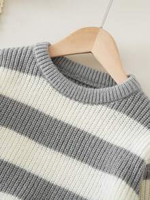 女童黑白条纹加厚针织毛衣和打底裤两件套，秋冬季