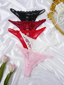 Wedaily 5pcs/Set Sexy Sheer Lace Women G-String Lingerie - Multicolor - View 1