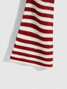 ROMWE Kawaii 可爱森系苹果图案短款宽松喇叭袖毛衣 - 紅色 - 查看 4