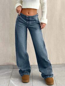 SHEIN TALL CASUAL LOW WAIST BAGGY LOOSE STRAIGHT LEG JEAN Jeans For Women Wide Leg Pants