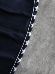 2pcs/Set Casual Letter Embossed T-Shirt & Star Pattern Pants Set For Teenage Boys, Suitable For Daily, Commute, Leisure, Streetwear - Black and White - View 8