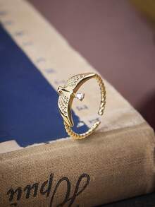 HARRY POTTER X SHEIN Anillo ajustable con diseño de pájaro dorado delicado y compacto - Dorado - Ver 1