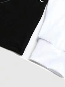 ROMWE MEN Spring Casual Graphic Men'S Casual Contrast Color Patchwork Angel Letter Print T-Shirt, Autumn - Black - View 6