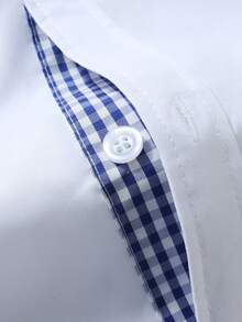 Manfinity Mode 男士白色撞色拼接商务长袖衬衫 - 白色 - 查看 4