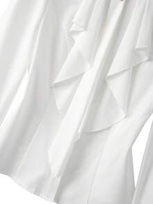 GlowEve Elegant Round Neck Ruffle Puff Sleeve Women Blouse