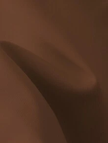 SHEIN LUNE 女士纯色仿珍珠装饰长袖上衣和裙子优雅套装 - 棕色 - 查看 5