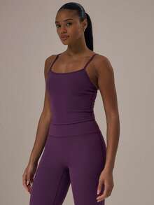 Musera Sport Sport Slinky Figurbetontes Cami Weste Co-Ord Oberteil nur Winter Aktiv Sport Gym Lässig Workout Lounge Padel Fitness - Violett - Übersicht 1