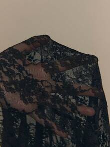 ATUI Studio 女士纯色蕾丝极简性感直筒长裙 - 黑色 - 查看 4