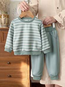 Vintaside Kids Ensemble sweat-shirt imprimé rayé pour bébés garçons, style décontracté