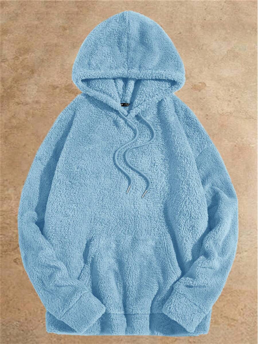 Manfinity VCAY Men's Solid Color Hooded Long Sleeve Pullover Sweatshirt, Autumn/Winter - Blue - View 1