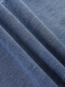 SHEIN MOD Jeans a zampa di elefante casual lavati con cintura per donna - Blu - Visualizzare 4