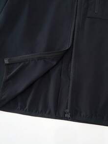 1 件男童休闲基本款连帽夹克，适合日常通勤和上学，秋冬外套 - 黑色 - 查看 4