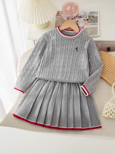 Souflis Souflis Embroidered Elegant Knit Dress, Versatile For Home, Outings, And Gatherings 2pcs Set Toddler Girls Kids Pleated Skirt Sets Girls Clothes Skirt Set Toddler School Outfit Girl Sets Girls Sweater Dress Gray Uniform Dress For Girls Girl Clothes Autumn And Winter Clothes Girl Knit Set Autumn And Winter Young Girls Dressse Girls Spring And Autumn Dress Skirt Two Piece Set Kids Girl S Spring And Autumn Suit Girl Clothes Skirt Set Girl Long Sleeve Dress Autumn And Winter Girls Dress Long Sleeve Kids Dress Girl Spring Autumn Dress Girl S Spring And Autumn Dress