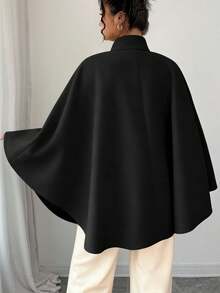 SHEIN Elenzya Elegant Large-Sized Women's Knitted Woolen Coat For Autumn And Winter - Black - View 2