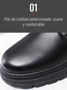 Botas casuales de hombre para otoño invierno ajustables y duraderas,Botas casuales de caña alta para hombres, Botas De Trabajo Multifuncional, Botas negro para hombre, estilo británico, talla grande, de cuero, botas de trabajo casuales, con aumento de altura, adecuadas para todas las estaciones - Negro - Ver 6