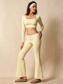 VARSIVA 女式蕾丝花边短款上衣和喇叭裤运动套装 - 彩色 - 查看 10