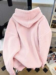 Rina Fox 女士休闲百搭连帽卫衣，秋冬季 - 粉色 - 查看 2