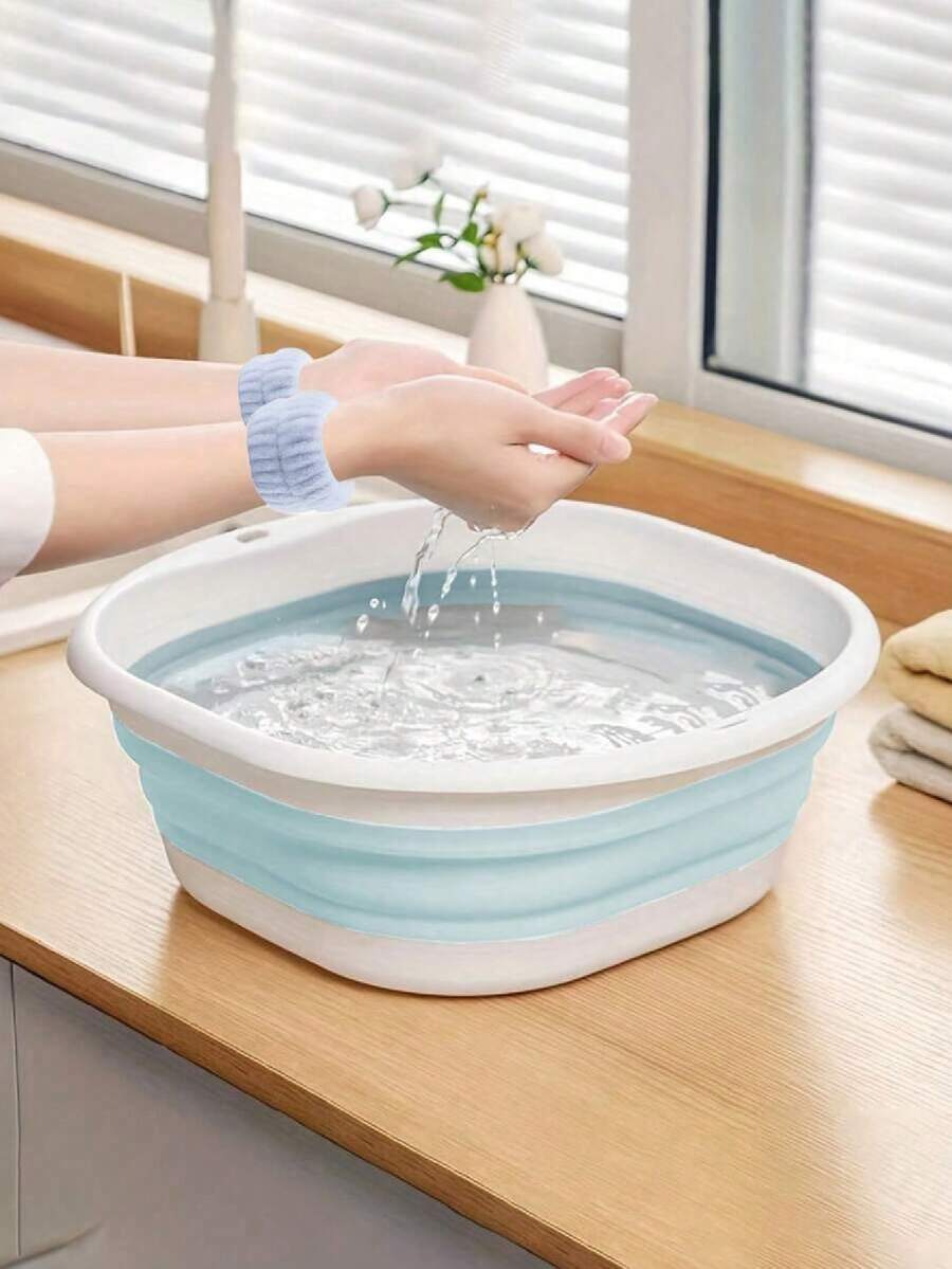 6PCS Folding Basin,Wrist Strap,Wash Basin,Vegetable Basin, Foot Basin, Easy To Clean, Lightweight And Retractable, Suitable For Home, Dormitory And Outdoor Camping Travel. Used For Camping Sinks And Home Laundry Basins, Buckets, Water Containers , Fruit And Vegetable Wash Basin, Cleaning Supplies