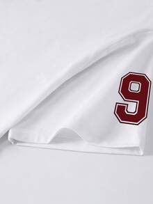 INAWLY 女士夏季数字印花V领短袖休闲T恤图案T恤女式上衣 - 紅色 - 查看 5