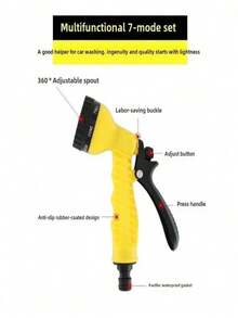 1. Multi Functional Adjustable Courtyard Water Gun Nozzle Connected To Faucet, Household Balcony Watering Water Pipe Hose Flushing Multi-Functional Car Wash Water Gun, High Pressure 7-Speed Adjustable Car Wash Water Gun, Car Wash Water Pipe, Automotive Supplies, Watering Vegetables And Fields, Household Car Wash Water Gun, Bathroom Toilet Companion Flushing Sweeping Garden Water Gun, Multi-Purpose Showerhead, Car Wash Water Gun, Household Use - Multicolor - View 8