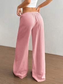Flirla Women's Super Low Rise Casual Cotton Straight Leg Pants Fall Cloth For Women - Pink - View 2