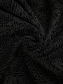 Sweetra 加大码黑色蕾丝星星海星装饰沙滩度假旅行飘逸收腰修身半身裙 - 黑色 - 查看 6