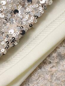 Livesso 优雅的金色亮片装饰半身裙，收腰设计，适合新年、圣诞节、婚礼、派对、正式场合、春秋季嘉年华等场合。 - 香檳色 - 查看 7