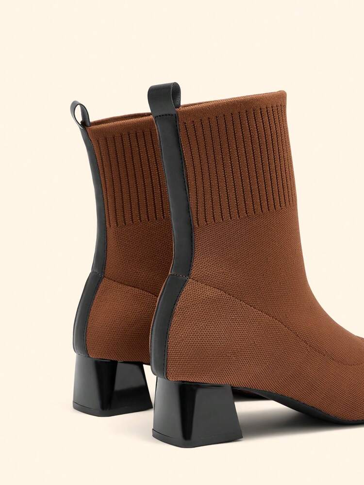 CUCCOO BASICS Solid Color Pointed Toe Fashionable Versatile Casual High Heel Ankle Boots, Suitable For Daily Wear For Christmas