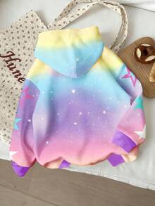 GraphicGems 1pc Young Girls Casual K-POP Cartoon Girl Star Tie-Dye Tie Dye Long Sleeve Sweatshirt, Comfortable Thick Knit Pullover Sweatshirt For Young Girls Daily And Holiday Wear, Suitable For Autumn/Winter