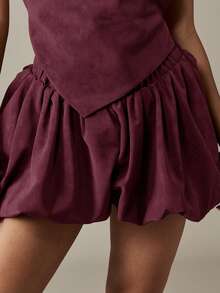 MISSGUIDED Burgundy Halter Neck Two Piece Coord Backless Top Drop Waist Ruffle Hem Mini Skirt Set - Burgundy - View 5