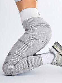 Eassivo Eassivo Damen High Waist elastische atmungsaktive bequeme Sport Leggings SL21201 - Grau - Übersicht 2