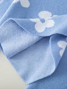 SHEIN 2pcs/Set Girls Floral Sweater & Flared Pants, Autumn/Winter - Blue - View 8