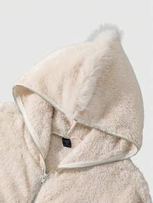 ROMWE MEN Men's Casual Hooded Fleece Jacket - Apricot - View 3