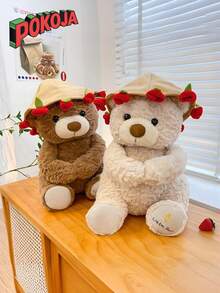 POKOJA LAND - SELECTS 11'' Stuffed Teddy Bear Dolls With Rose,Available In Brown And Beige.Soft Plush Animal Toys For Her/Girlfriend Lover Mom Kids Gifts Home Decor.Good Choice For Valentine's Day Gifts.Spring To Summer - Multicolor - View 5