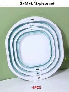 6PCS Folding Basin,Wrist Strap,Wash Basin,Vegetable Basin, Foot Basin, Easy To Clean, Lightweight And Retractable, Suitable For Home, Dormitory And Outdoor Camping Travel. Used For Camping Sinks And Home Laundry Basins, Buckets, Water Containers , Fruit And Vegetable Wash Basin, Cleaning Supplies - Blue - View 9