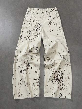 Jeans casuales anchos y sueltos con bolsillo gráfico para hombres