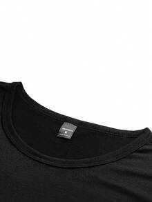 Manfinity Homme Men's Casual Everyday Commute Contrast Color Long Sleeve T-Shirt, Spring/Autumn Men Colorblock Tshirt Men Full Sleeve T-Shirt Men Long Sleeve Colorblock Top - Burgundy - View 4