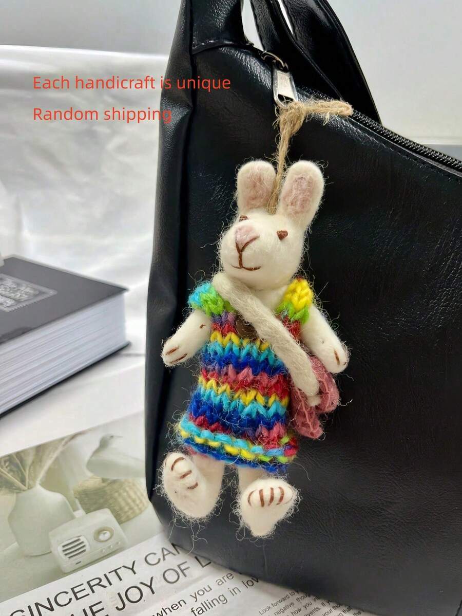 (Not Plush Filled) Felt Ornament Set, Adorable Keychain & Bag Charm With Mini Home Decor For Shelf Desk, Aesthetic Photo Prop - Multicolor - View 1