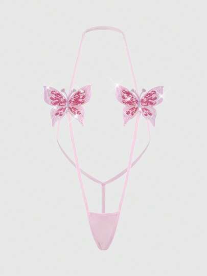 J-Fashion Combinaison sexy à paillettes papillon Y2K pour femmes